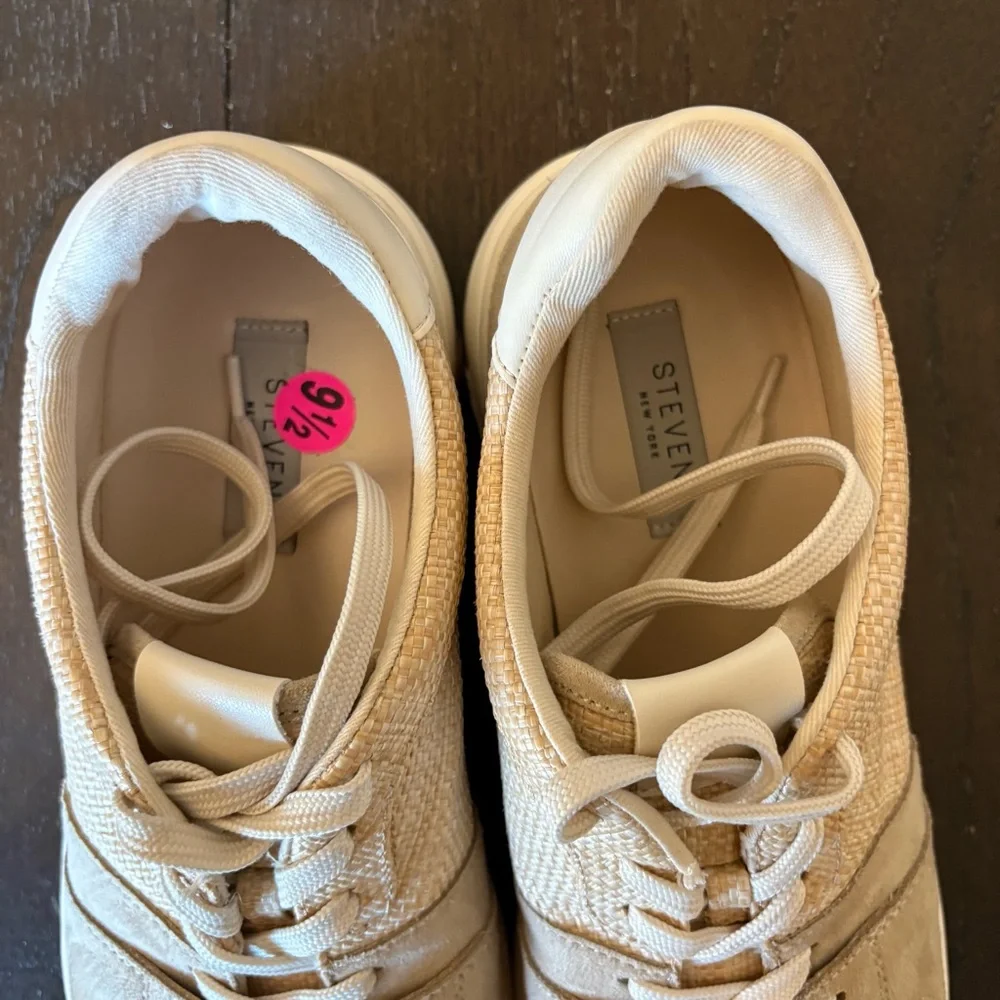 Steven New York Finn‎ Court Chunky Platform Sneakers Shoes Raffia Size 9.5M